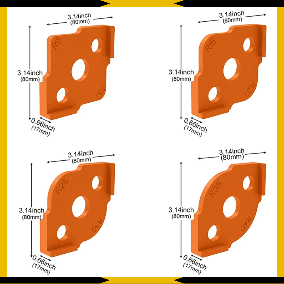 Plantilla para Bordes de Esquinas Set 4 Pcs – R5 a R40 en ABS de Alta Resistencia