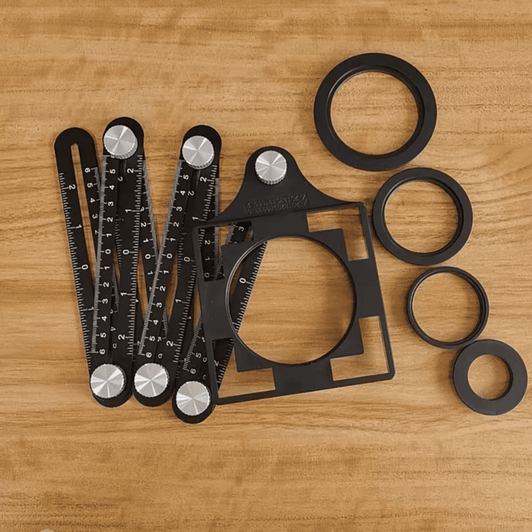 Regla Localizadora de Agujeros 6 Pliegues en Aluminio – Versión Estándar y PRO con Cola de Pez