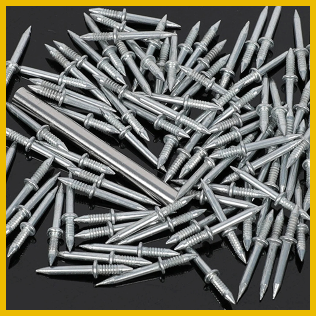 100 Clavos de Doble Punta + 1 Adaptador para Clavar