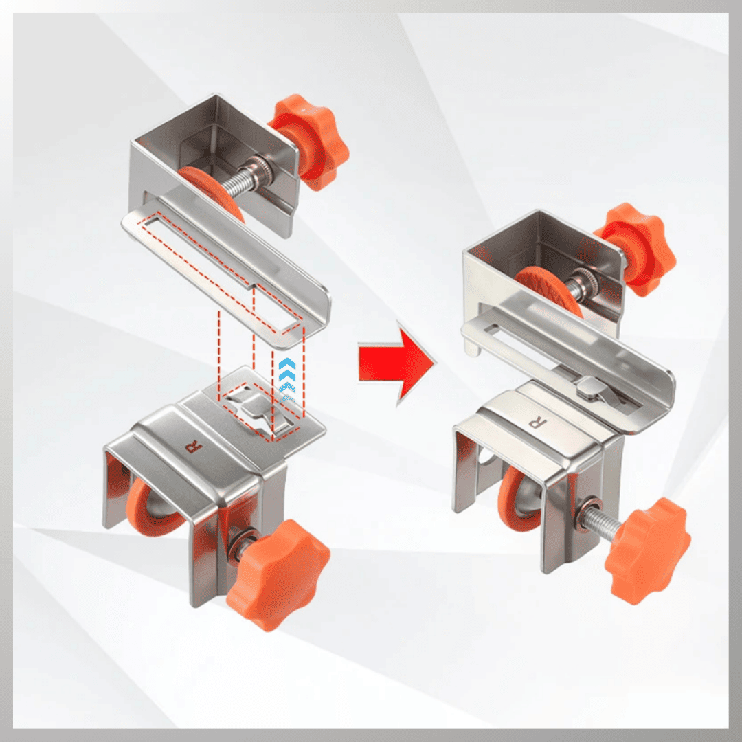 Abrazadera 2 en 1 para Tapa de Cajón y Corredera – Set de 2 Piezas de Precisión para Armado Rápido