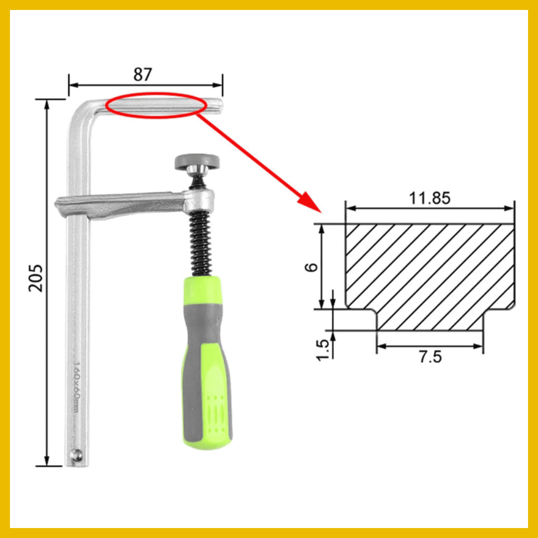 Abrazaderas de Riel Guía para Carpintería 200mm x 60mm – Sujeción Precisa para Mesas MFT y Rieles de Corte