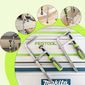 Abrazaderas de Riel Guía para Carpintería 200mm x 60mm – Sujeción Precisa para Mesas MFT y Rieles de Corte