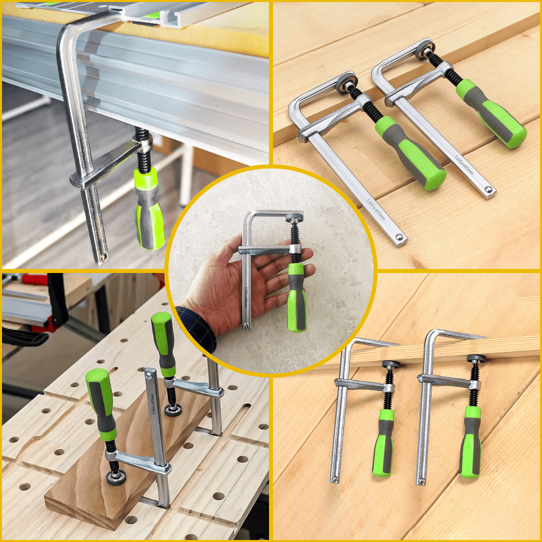 Abrazaderas de Riel Guía para Carpintería 200mm x 60mm – Sujeción Precisa para Mesas MFT y Rieles de Corte