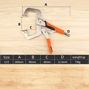 Prensa Alicate de 11” Tipo C – Sujeción Firme y Precisa para Carpintería y Gabinetes