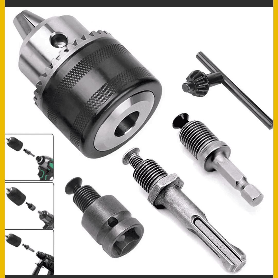 Mandril Chuck con Llave + Set de 3 Adaptadores