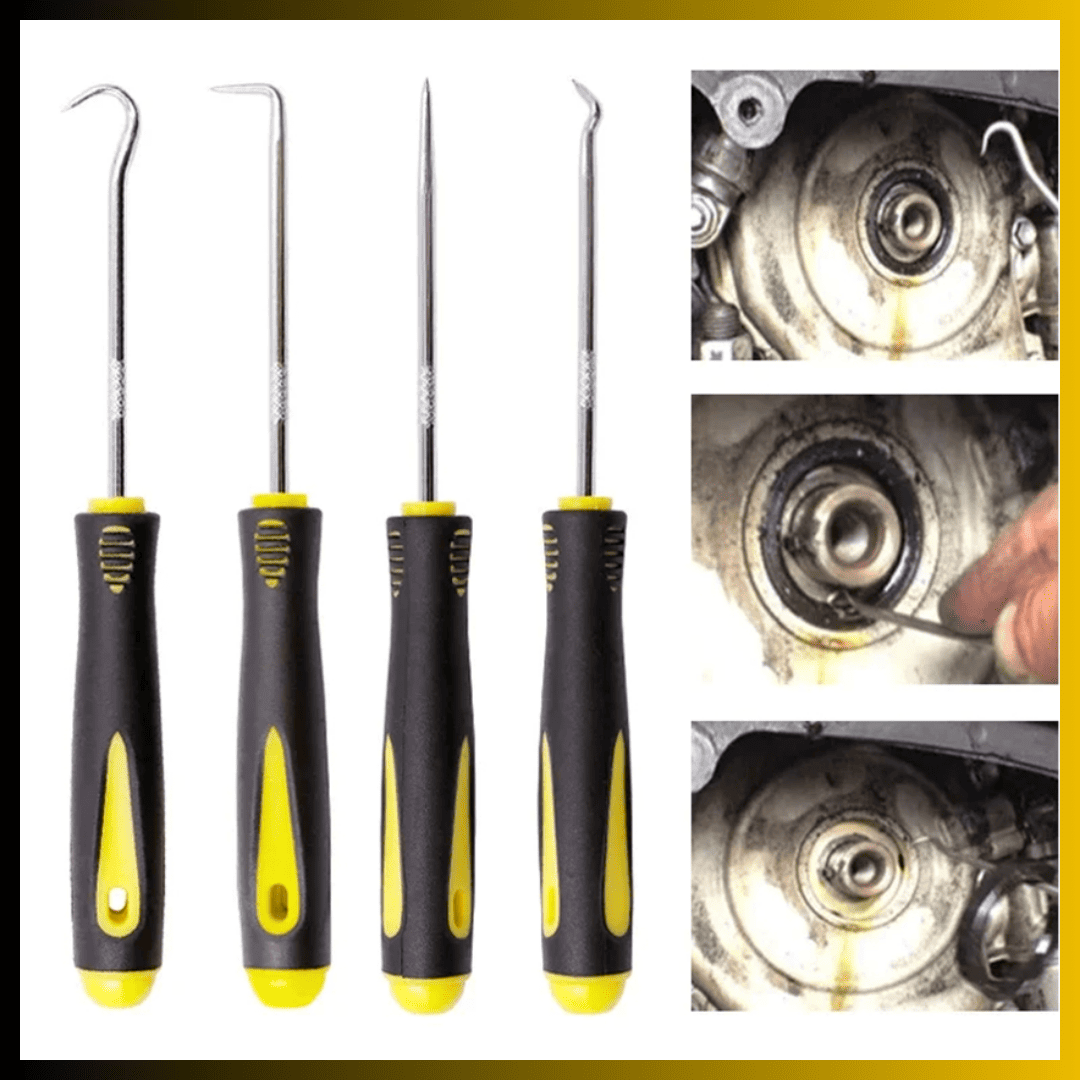 Extractor de Sellos de Aceite, O’rings – Set de 4 Destornilladores Acerados de 160mm en Caja