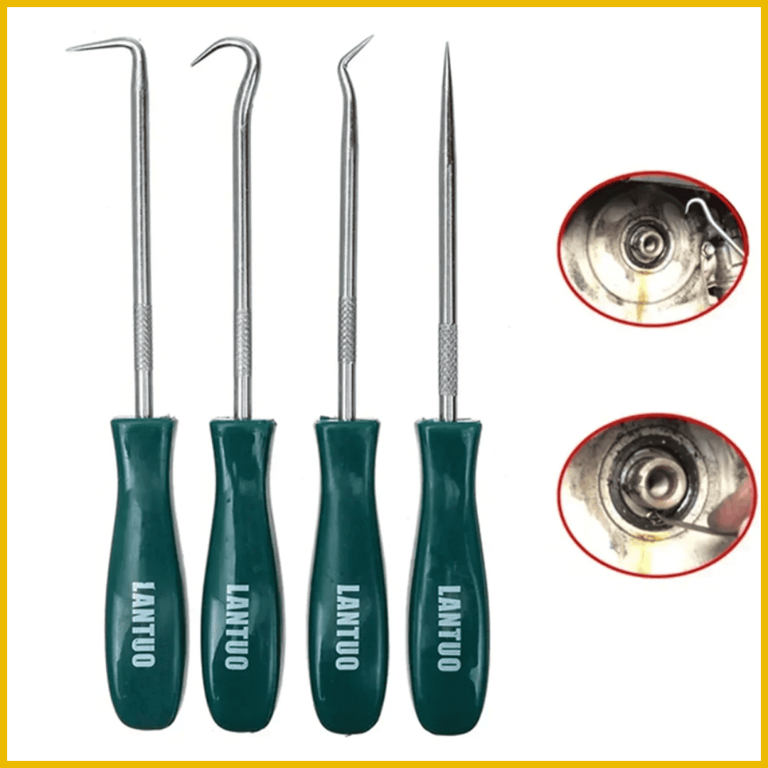 Extractor de Sellos de Aceite, O’rings – Set de 4 Piezas de 135mm con Ganchos de Precisión