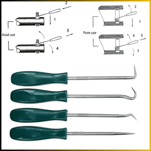 Extractor de Sellos de Aceite, O’rings – Set de 4 Piezas de 135mm con Ganchos de Precisión