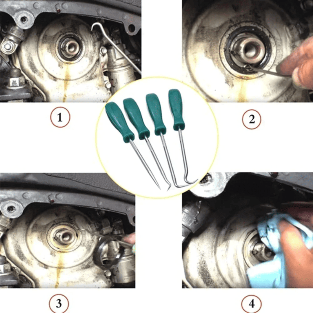 Extractor de Sellos de Aceite, O’rings – Set de 4 Piezas de 135mm con Ganchos de Precisión