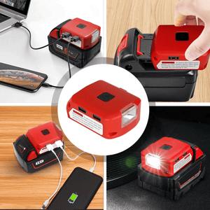 Adaptador USB con Linterna para Milwaukee M18 – Carga Celular + Luz LED en un Solo Accesorio