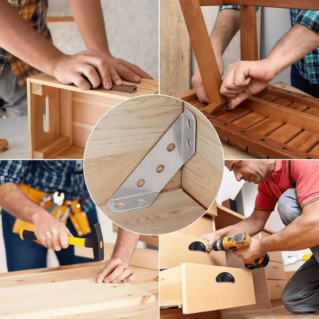 Conector Universal de Esquinas en Acero Inoxidable – Refuerzo Discreto y Resistente para Muebles