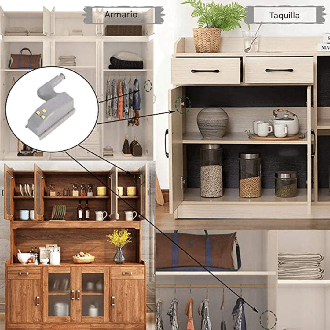 Luz LED para Bisagra con Encendido Automático – Iluminación Práctica y Discreta para Gabinetes y Closets