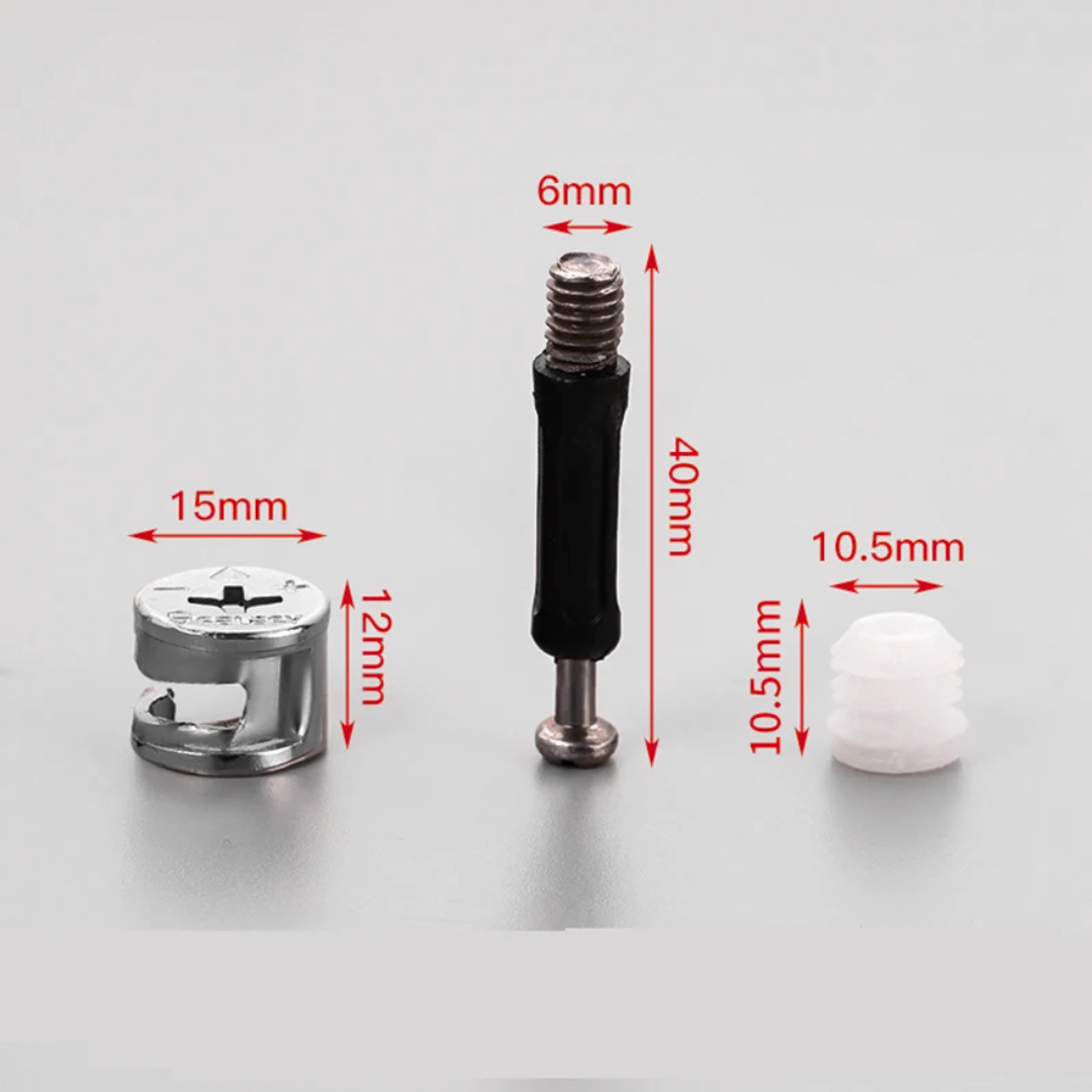 Tornillos para Sistema Minifix – Set de Conectores 3 en 1 para Muebles y Armado