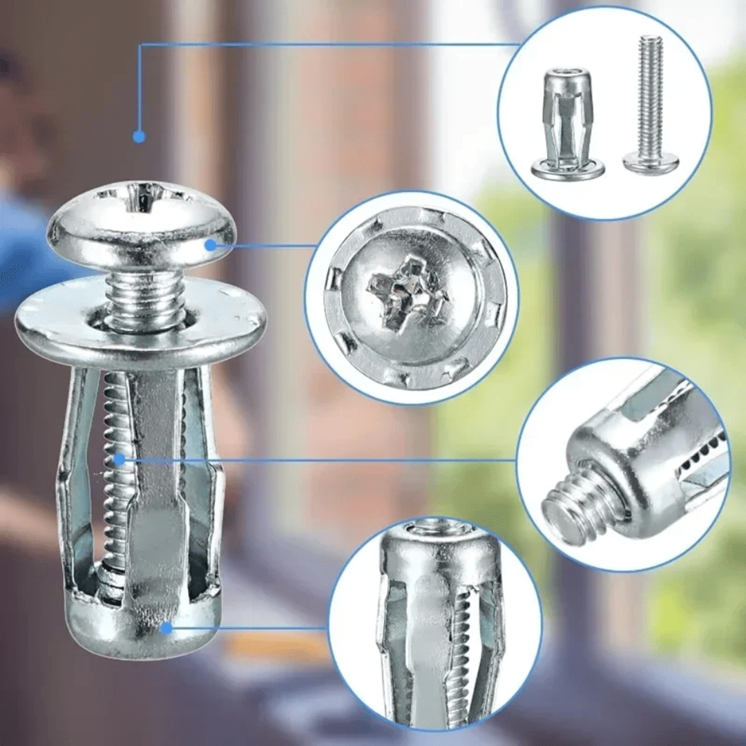 Kit de Tuerca y Tornillo Expansivo M4, M5, M6 y M8 – Fijación Segura en Placa o Metal con Fácil Instalación