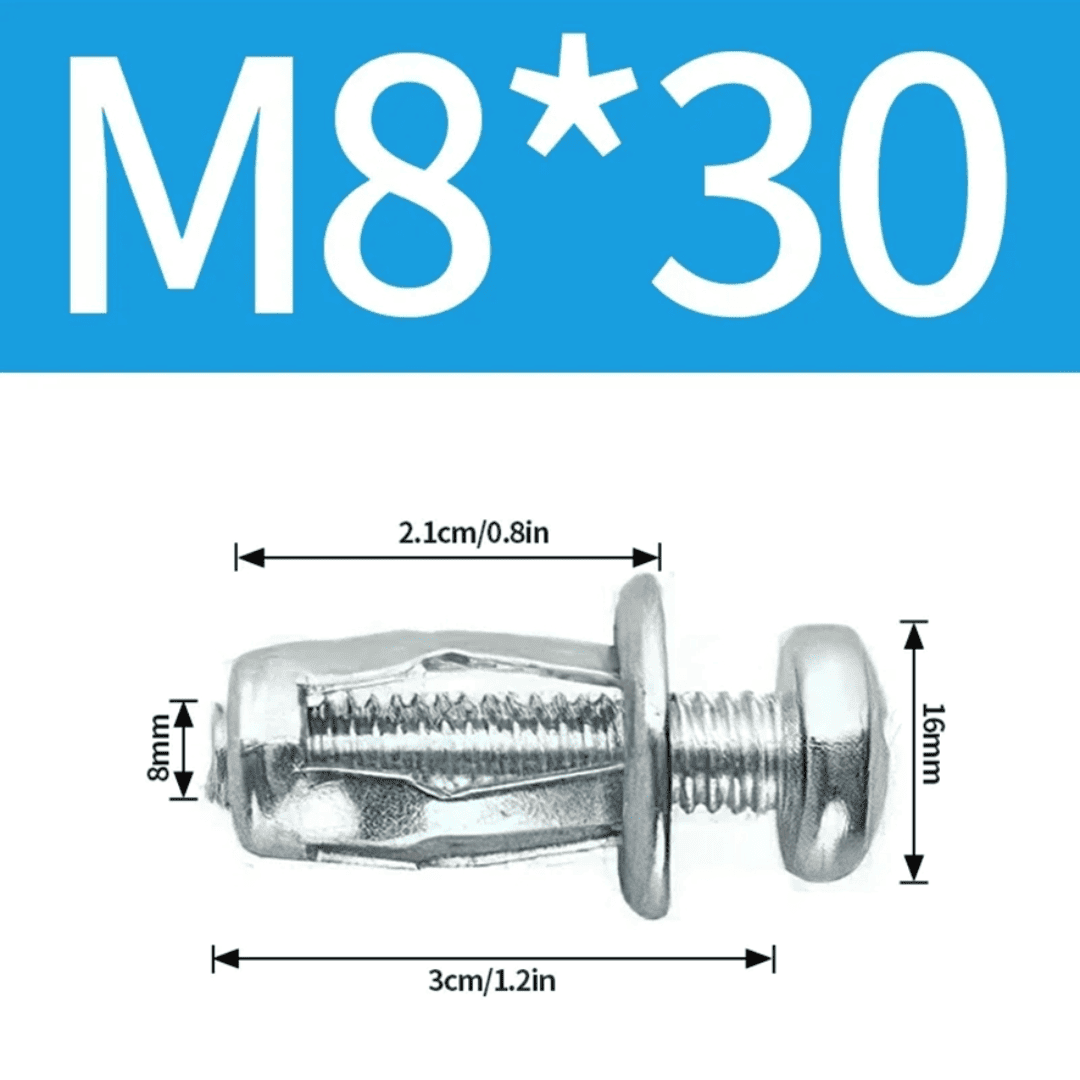 Kit de Tuerca y Tornillo Expansivo M4, M5, M6 y M8 – Fijación Segura en Placa o Metal con Fácil Instalación