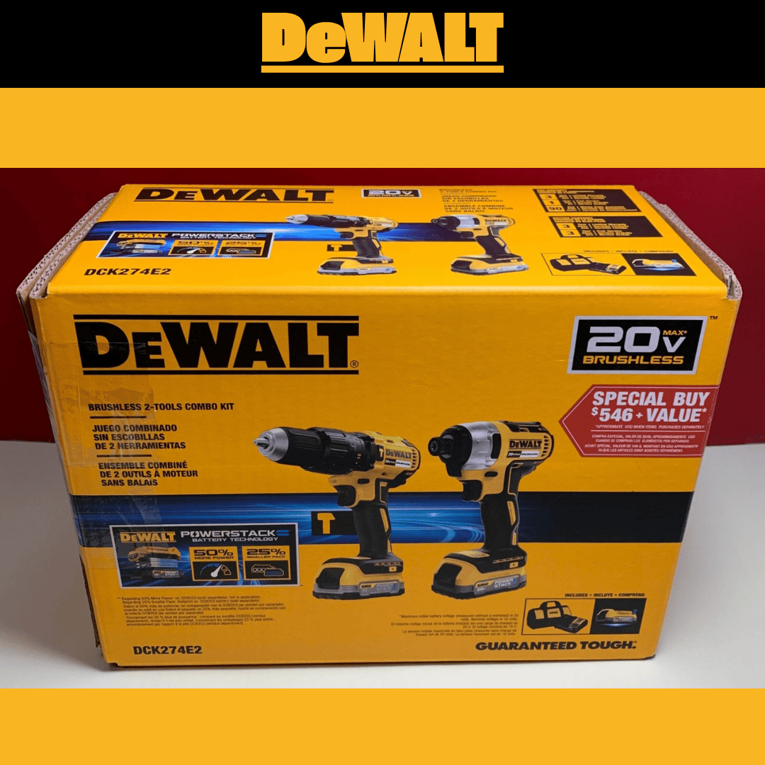 Combo DeWALT DCK228E2 – Taladro y Atornillador de Impacto Brushless 20V con 2 Baterías y Cargador