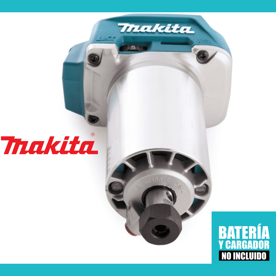 Makita DRT50Z Ruteadora Recortadora 18V 1/4” – 3/8” – Potencia Inalámbrica para Fresado Preciso y Profesional