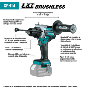 Makita XPH14 Taladro Percutor Brushless + Batería 6Ah + Cargador + Bolsa Westward