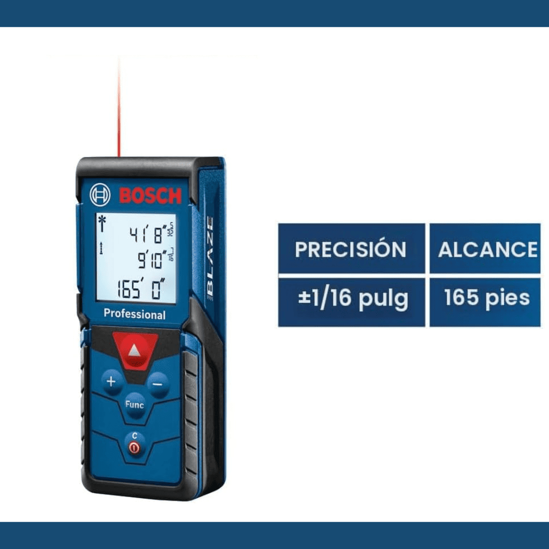 Distanciómetro Láser Bosch GLM165-40 BLAZE™ Pro – Medición Precisa hasta 165 Pies
