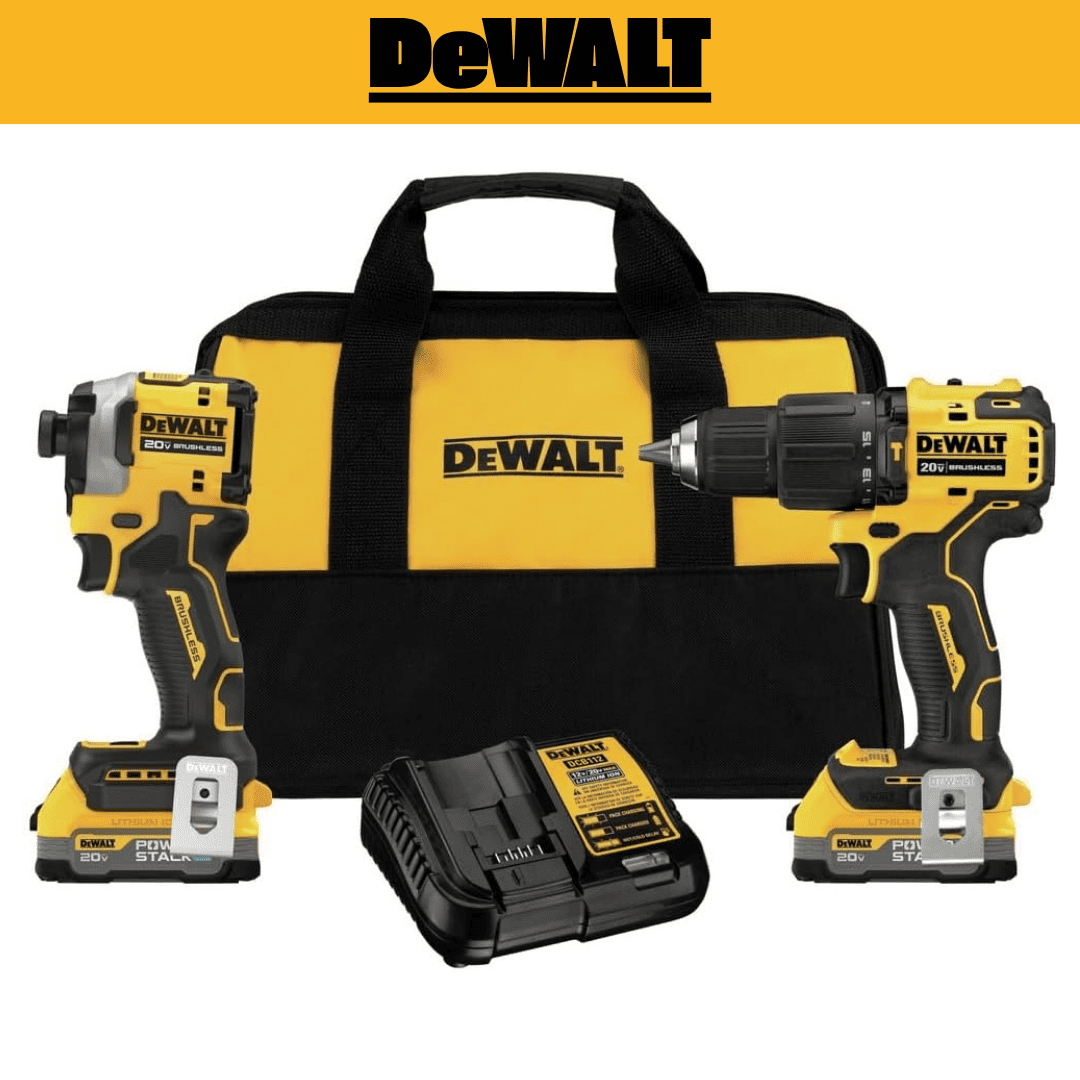 Kit DEWALT ATOMIC 20V MAX POWERSTACK (DCK254E2) – Taladro Percutor + Atornillador Compacto Sin Escobillas*