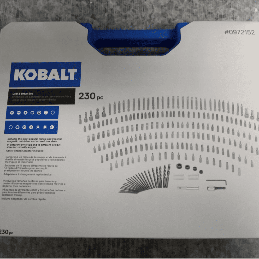 KOBALT 230PCS – Set de Brocas, Puntas y Adaptador de Cambio Rápido