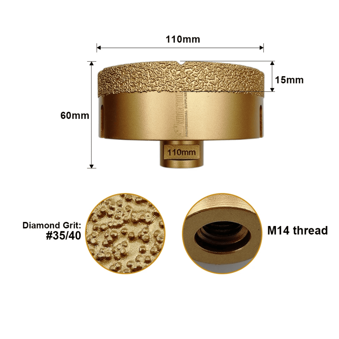 Copa Diamantada de Oro PRO – Corte y Perforación de Alto Rendimiento en Porcelanato, Mármol y Granito