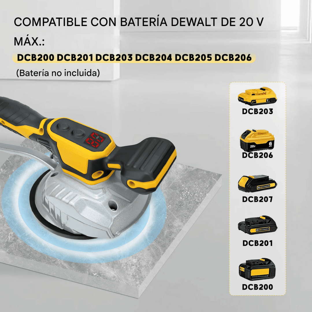 Ventosa Vibradora Compatible con Baterías DeWalt – Potencia 18V/20V para Instalación Precisa de Azulejos