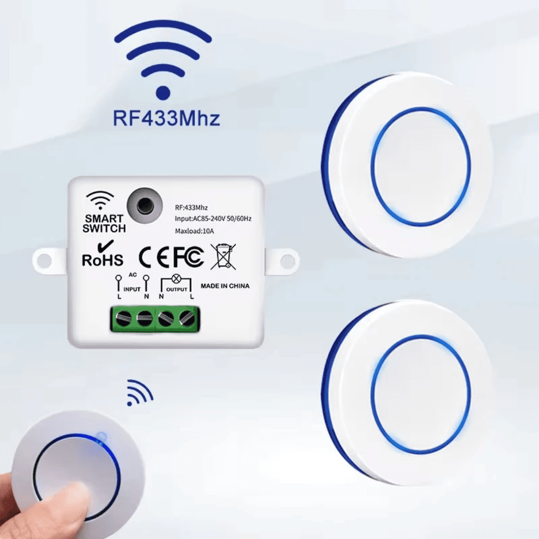 Interruptor Inalámbrico RF de 433 MHz – Control Remoto Mini con Alcance de 50m
