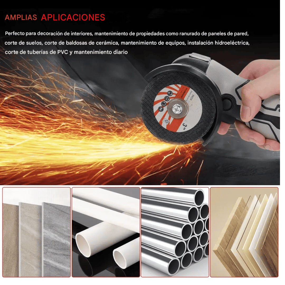 MINI Amoladora 16.8v – kit Completo Con 2 Baterías y Maleta para transporte - COD:100623