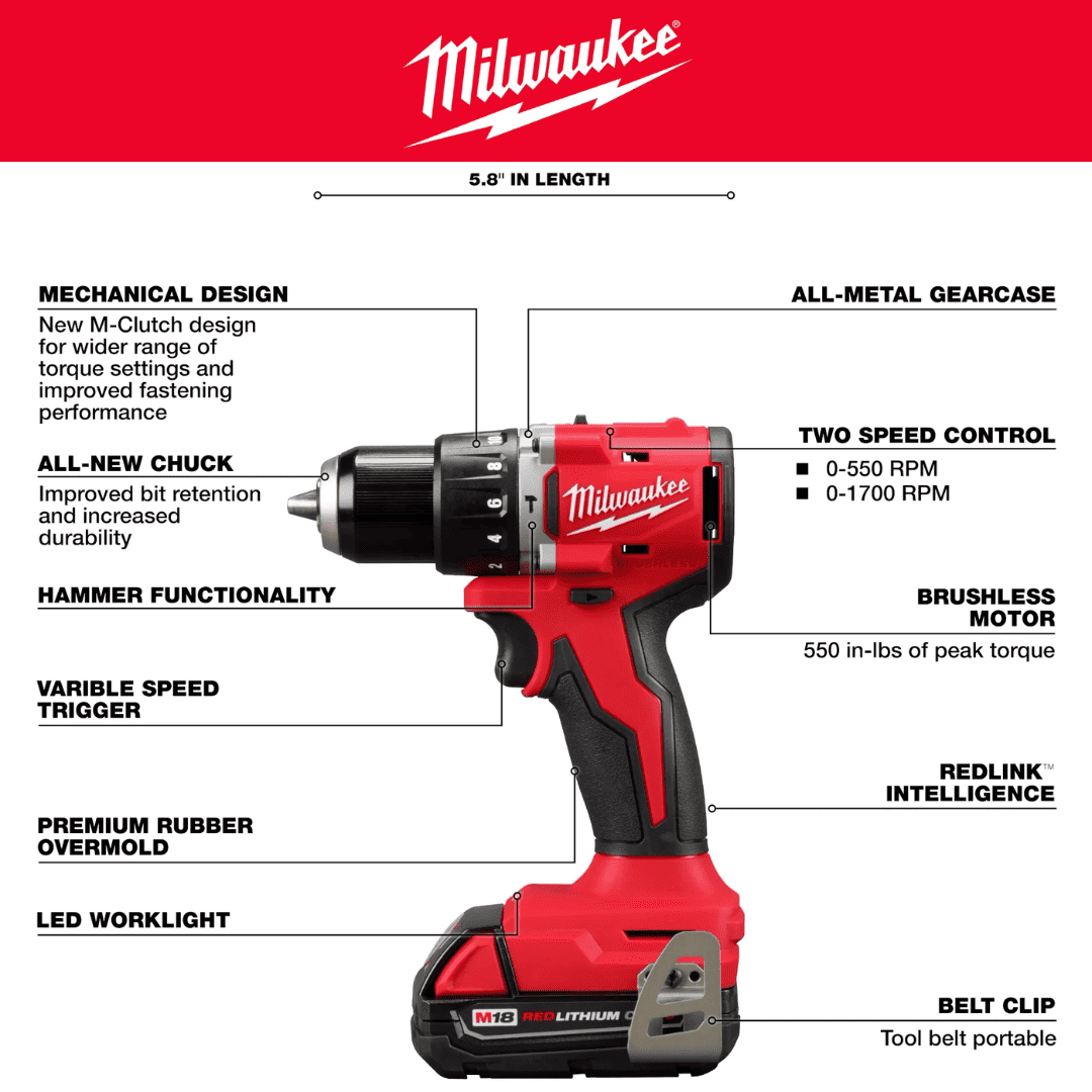 TALADRO PERCUTOR MILWAUKEE M18 3602-20 - COD:100665