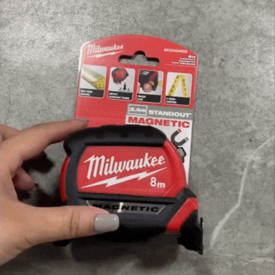 Cinta Métrica Magnética Milwaukee 8 m – Precisión Industrial y Diseño Ergonómico