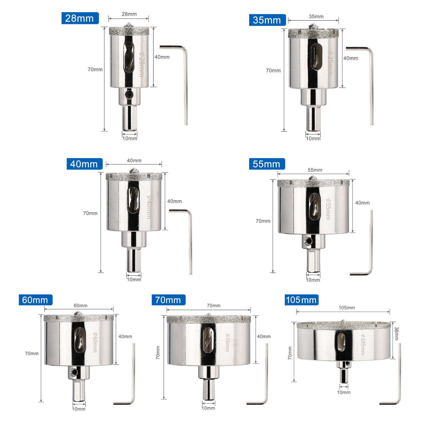 Broca Diamantada con Sistema Guía – Alta Precisión y Corte Afilado