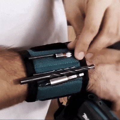 Pulsera Magnética PRO – 15 Imanes + Bolsillo Extra para Tornillos y Herramientas