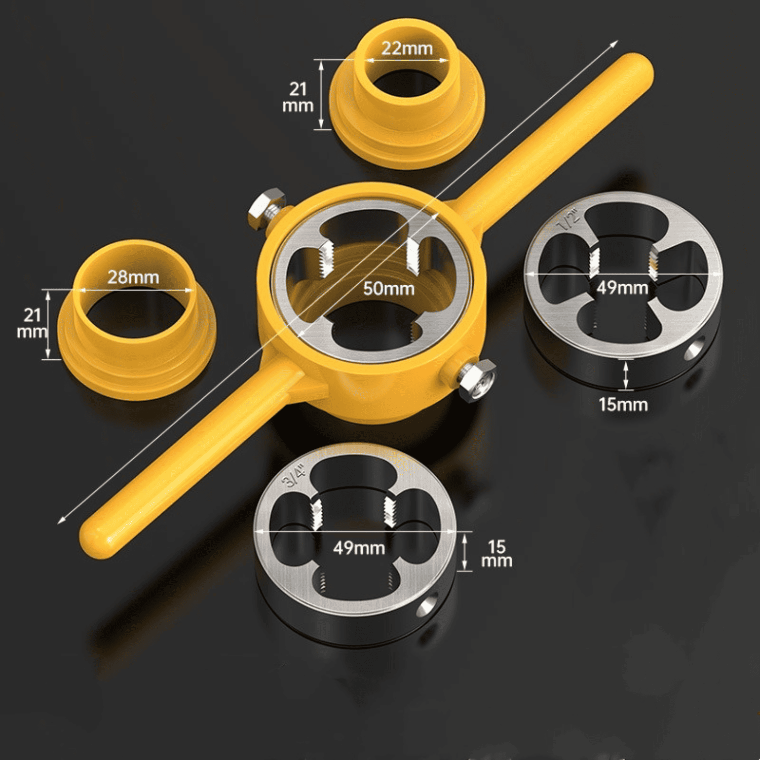 Set de Tarrajas para Tubos PVC – 6 Piezas