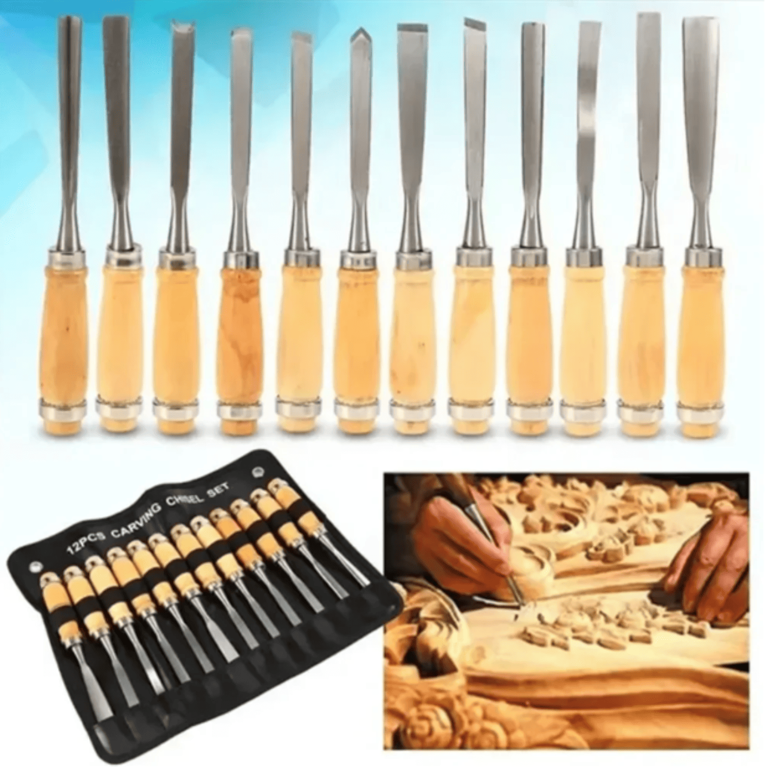Gubias para Madera Set de 12pcs - Acerados