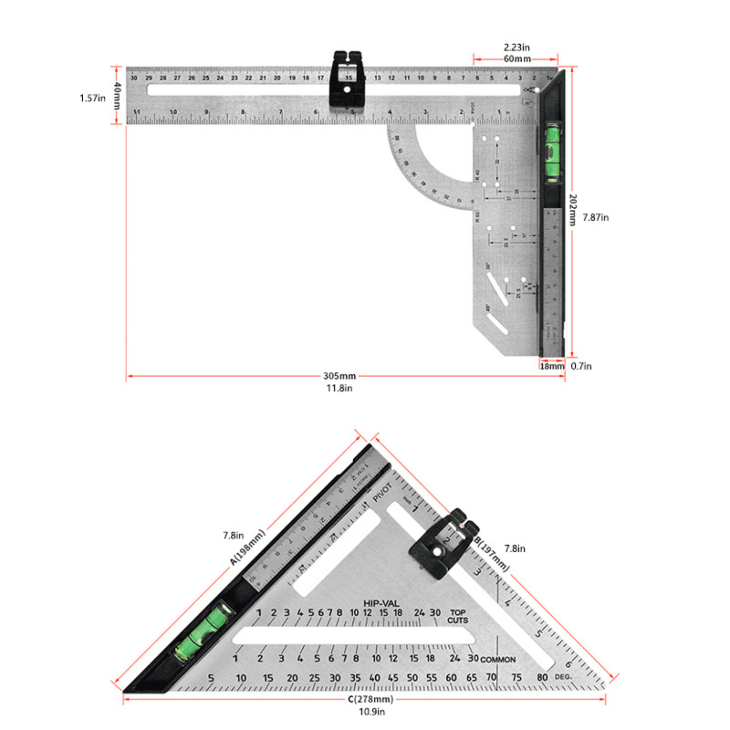 Escuadra Rápida PRO 7" y 12" – Tipo Carpintero