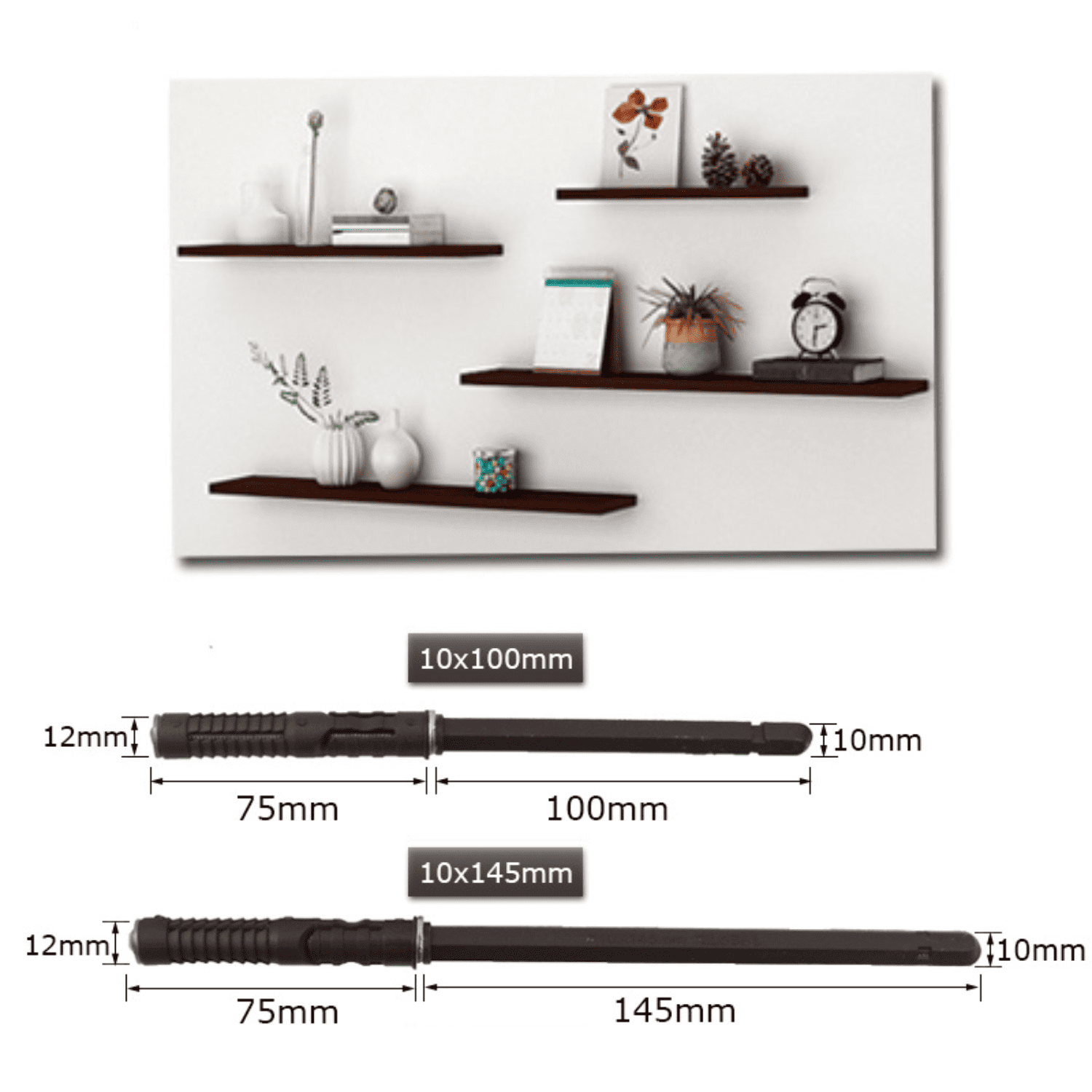 Tornillos Ocultos para Repisas Flotantes – 10x100 mm & 10x145 mm
