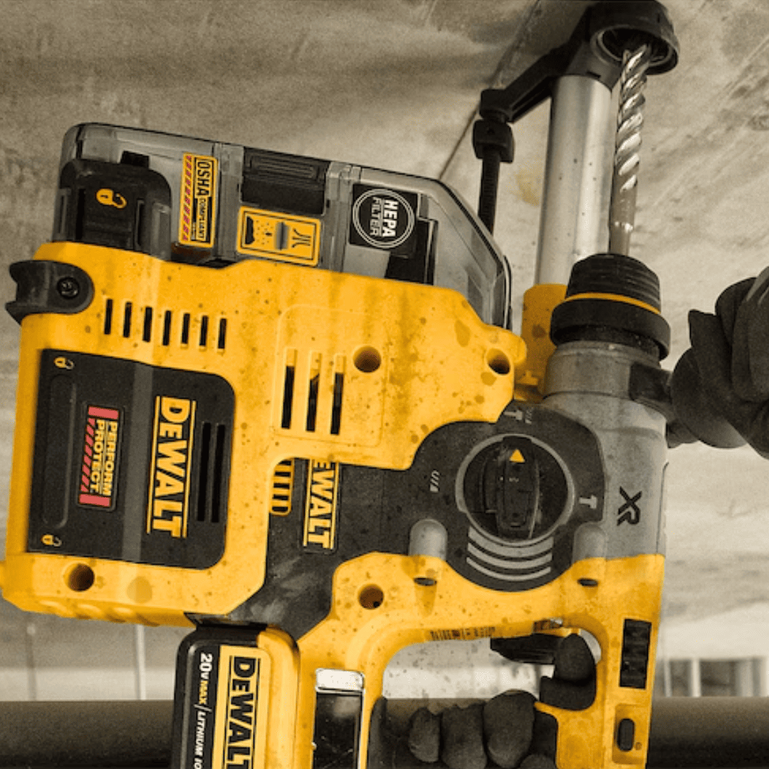 DEWALT DCH273P2DHO 20V MAX XR® L-Shape 1" SDS Plus Rotomartillo Kit con Extractor de Polvo Integrado – Potencia, Seguridad y Limpieza en un Solo Equipo*