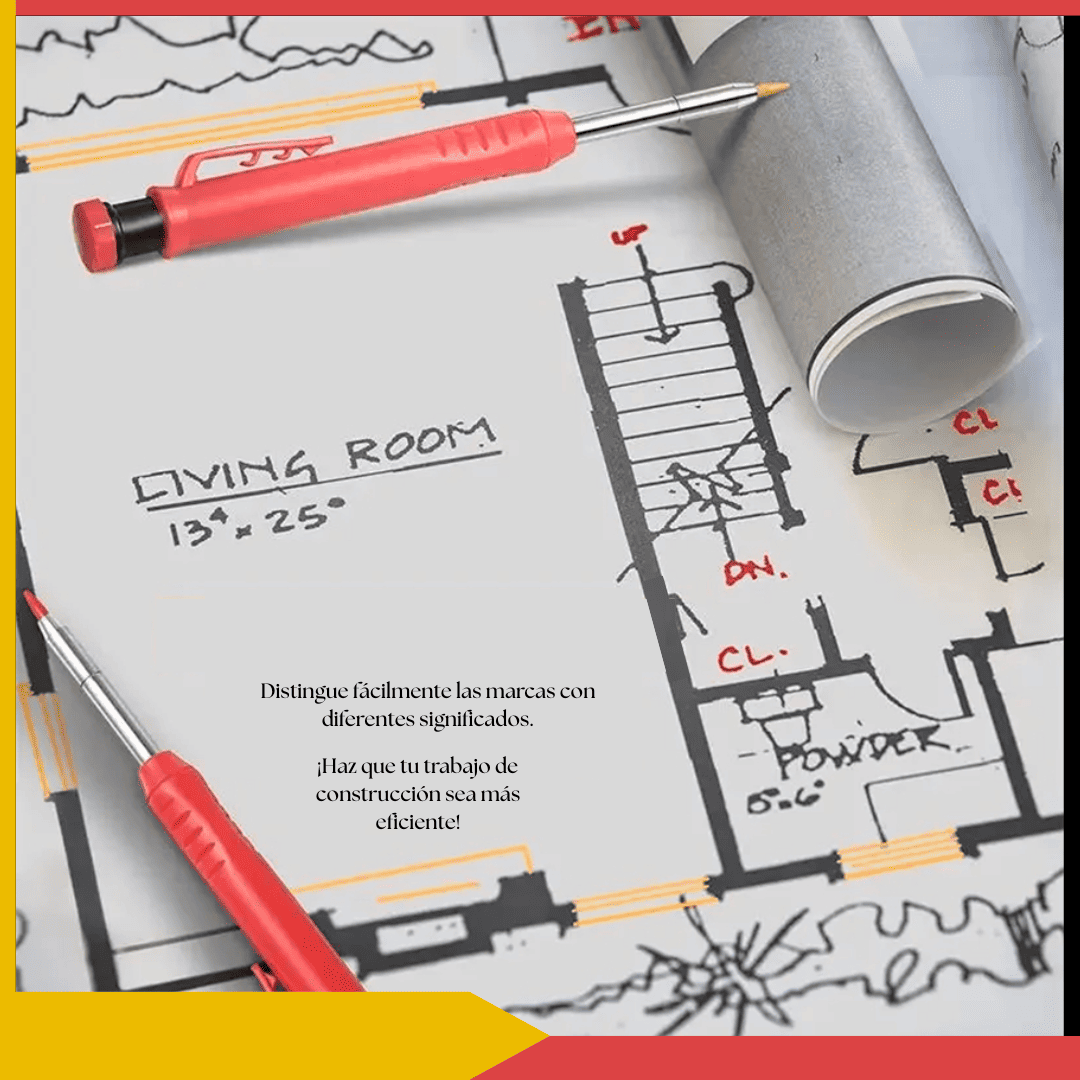 Lápiz Marcador para Carpintero – Set Completo con 6 Puntas de Repuesto