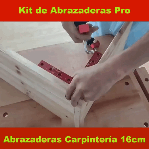 2 Abrazaderas De Angulo Recto De 16cm Con 4 Clips De Fijacion En Metal