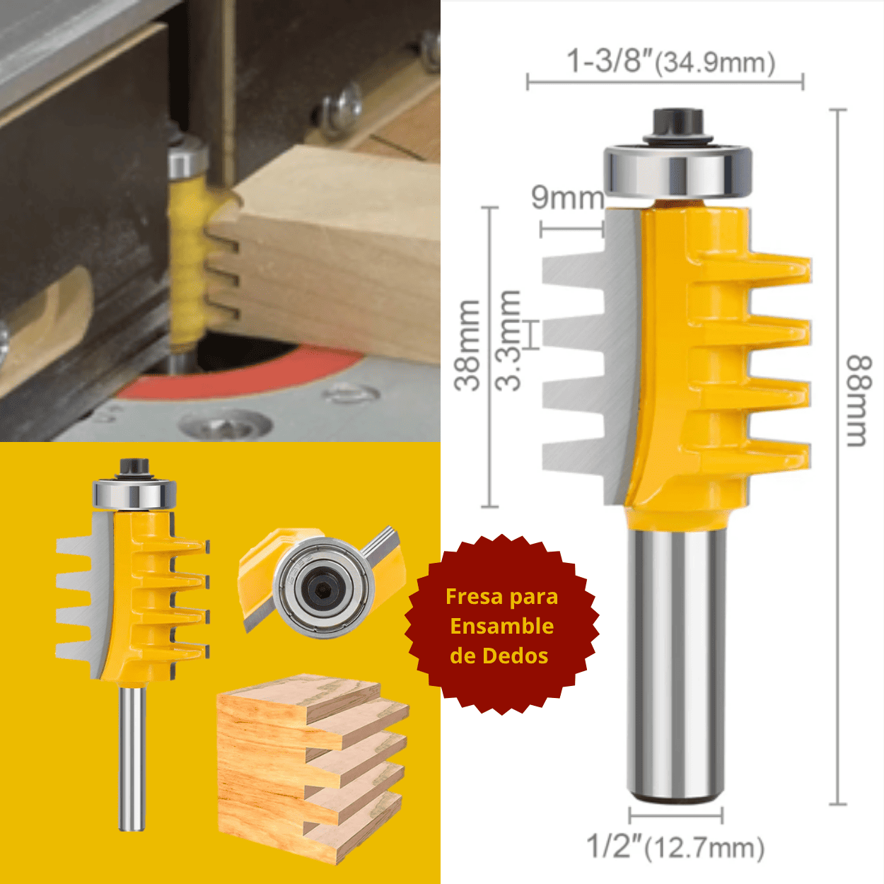 Fresa para Ensamble de Dedos – Vástago 1/2”