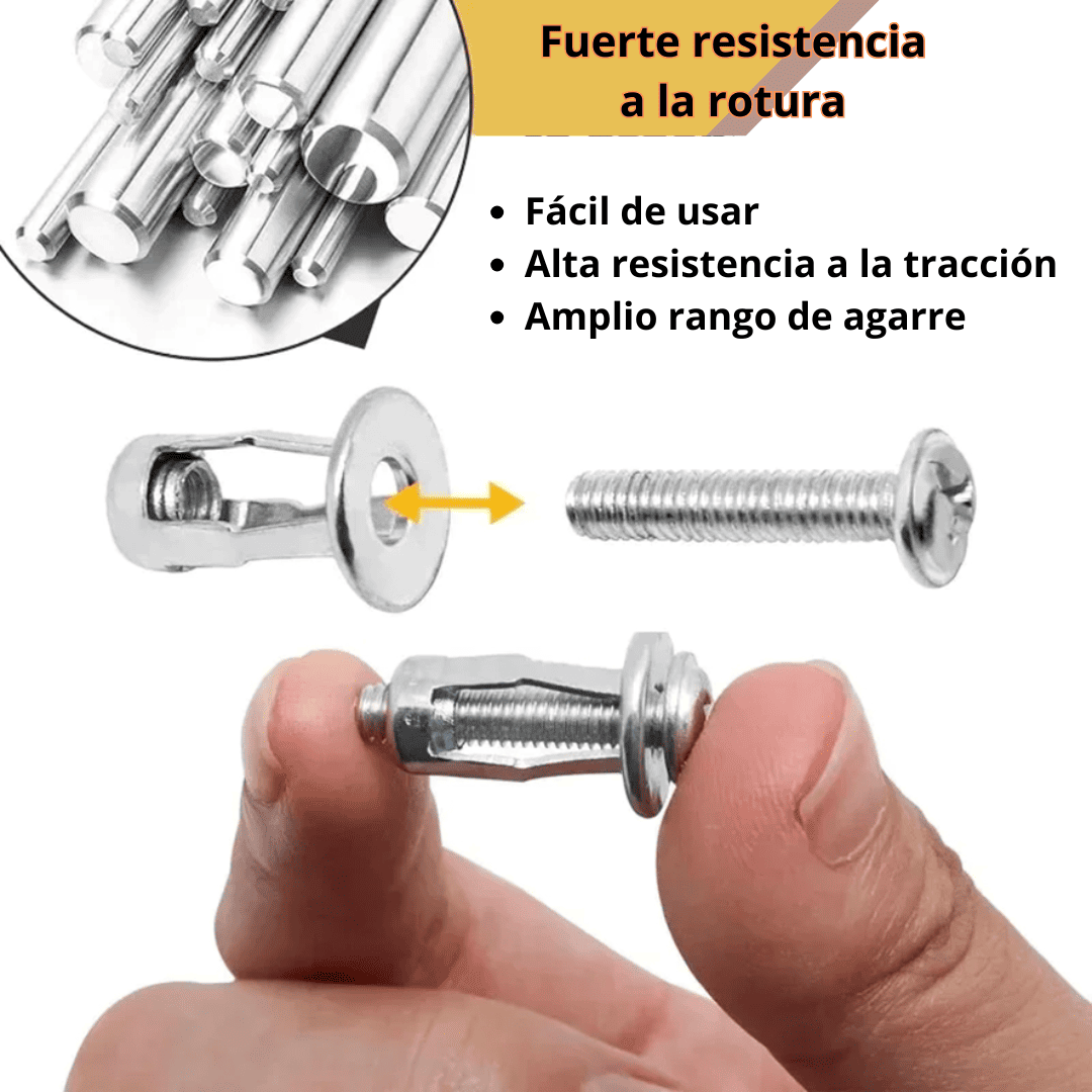 Kit de Tuerca y Tornillo Expansivo M4, M5, M6 y M8 – Fijación Segura en Placa o Metal con Fácil Instalación