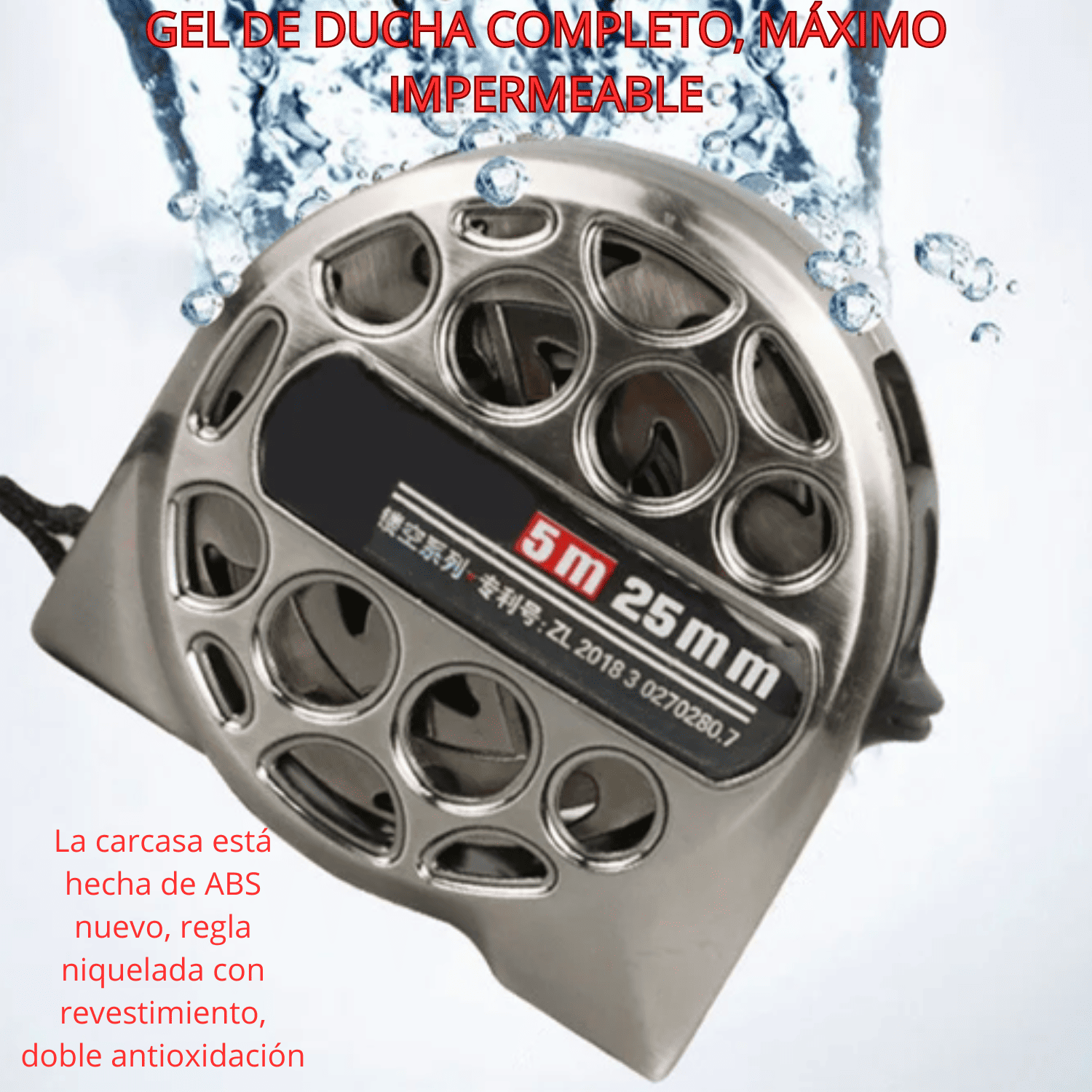 Cinta Métrica en Acero Inoxidable 5m y 7.5m x 25mm – Diseño Hueco PRO