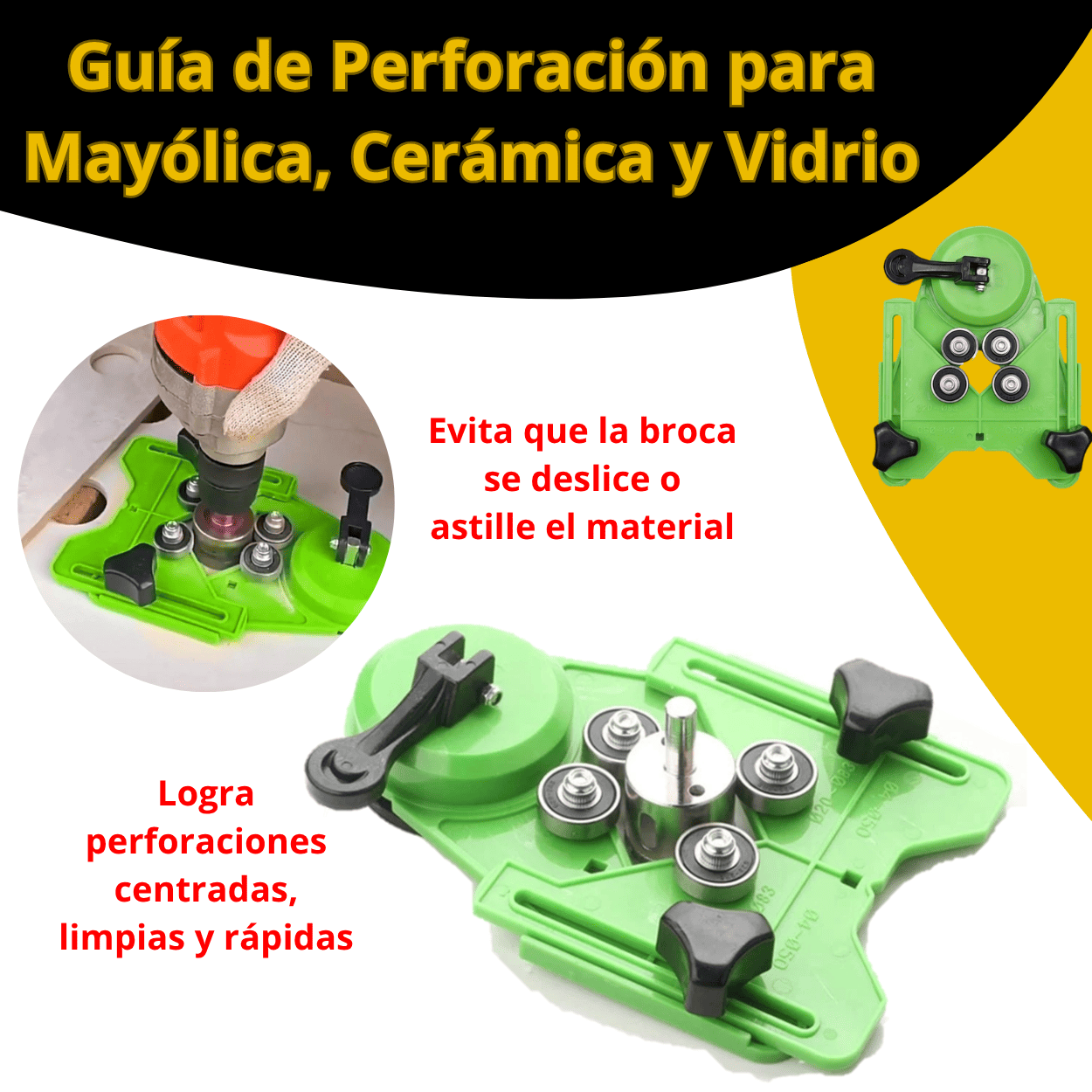 Guía de Perforación con Ventosa para Mayólica, Cerámica y Vidrio