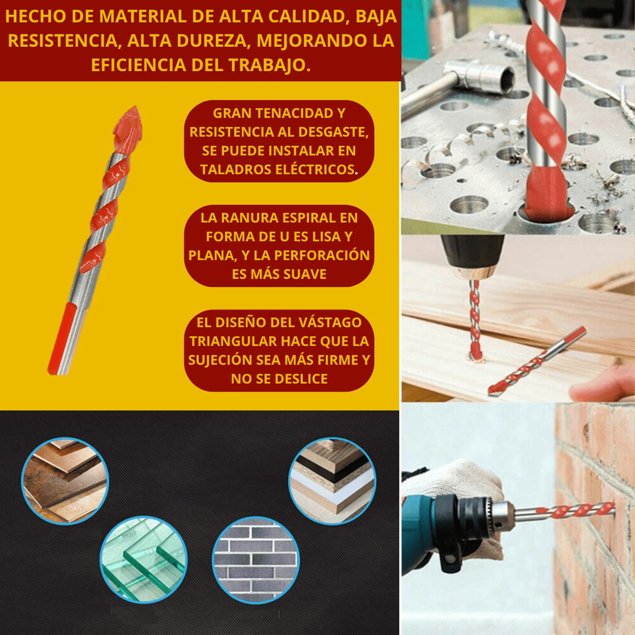 Broca Multiusos Triangular de 3mm – Alta Precisión en Cerámica y Azulejos