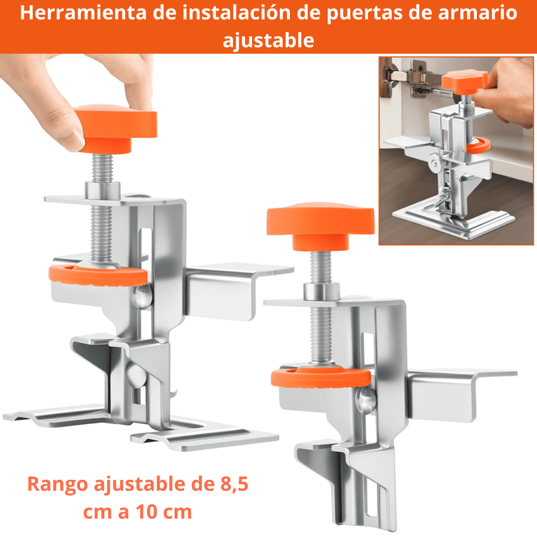 Soporte en Acero PRO Regulable para Puertas – Precisión y Facilidad en la Instalación de Bisagras y Gabinetes