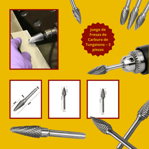 Juego de Fresas de Carburo de Tungsteno – 3 piezas