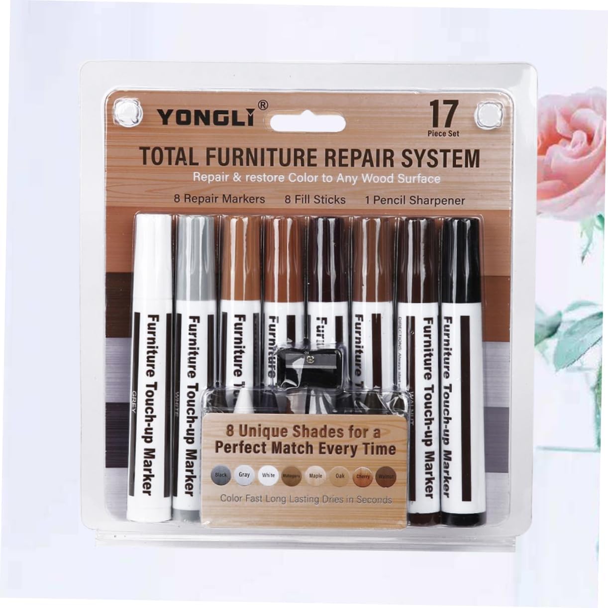 Kit de 17pcs Ceras y Marcadores para Reparación de Muebles en Madera, Melamina y Aglomerados