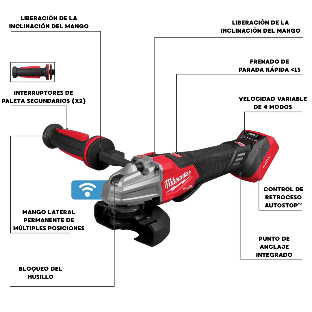 Amoladora Angular con Freno de Gatillo Doble M18 FUEL™ 4-1/2” – 5” Milwaukee 2986-20 (Semi-nuevo)