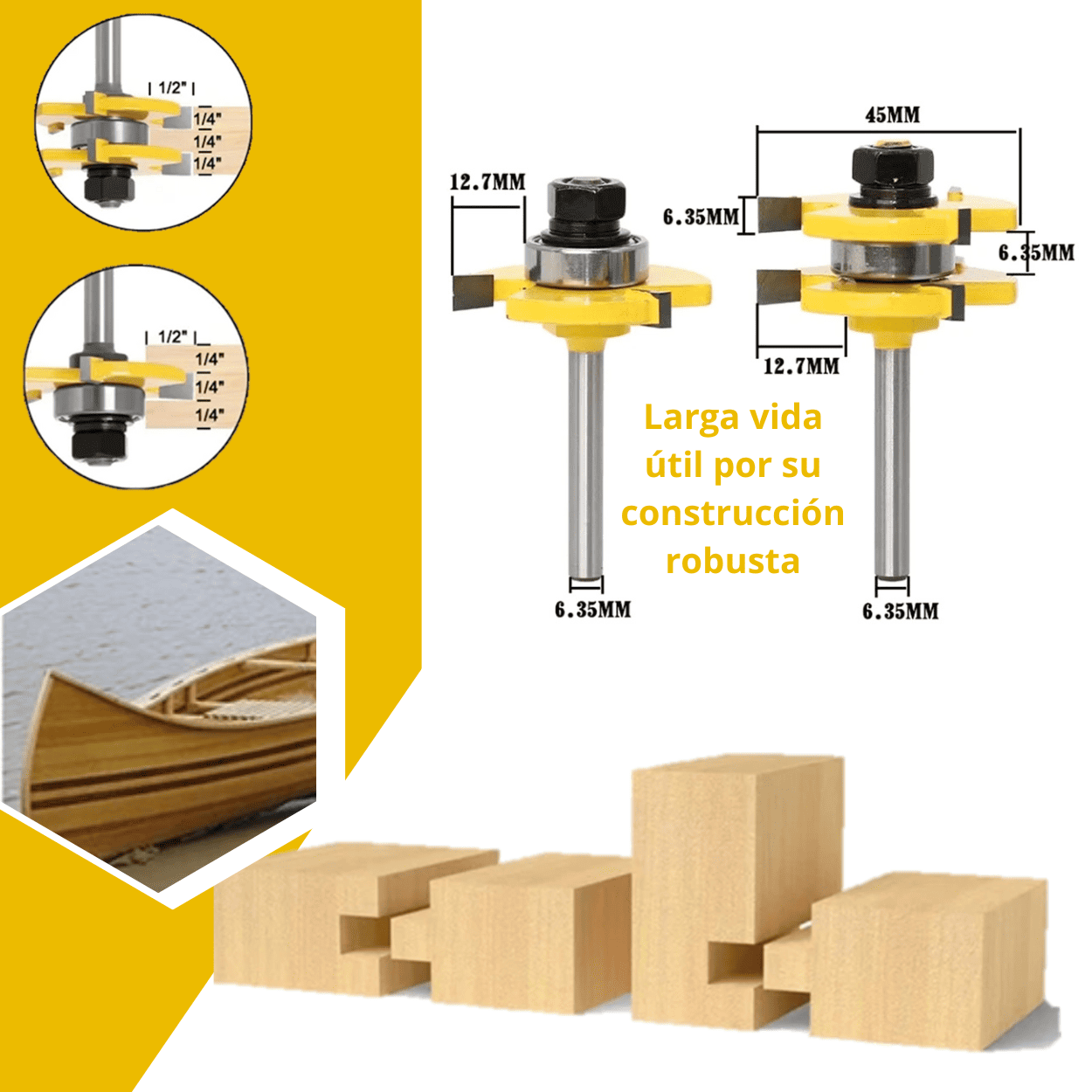 Fresa Machimbrado Recto – Set Hembra y Macho